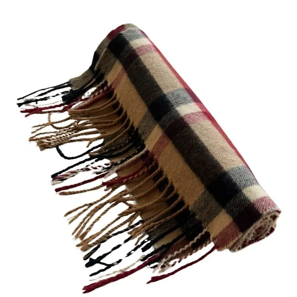 Bass Plaid Cashmere Feel Classic Soft Luxurious Winter Scarf Unisex (Camel)